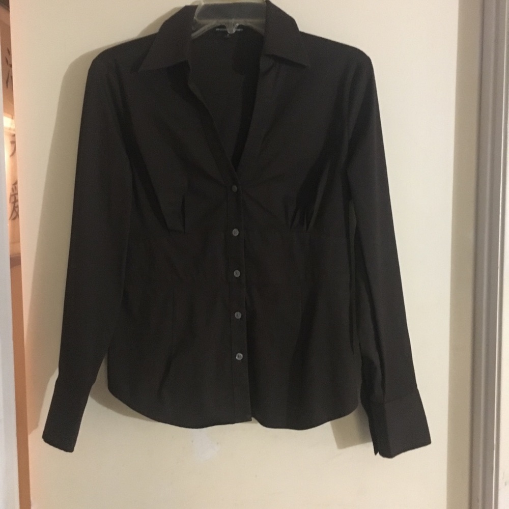 Express Design Studio Brown Long Sleeve Blouse Med